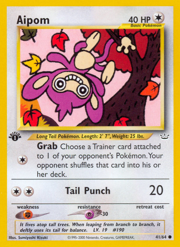 Aipom 41 Common card from Neo Revelation