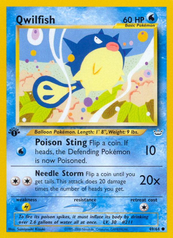 Qwilfish 49 Common card from Neo Revelation