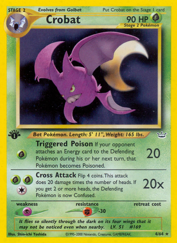 Crobat 4 Rare Holo card from Neo Revelation