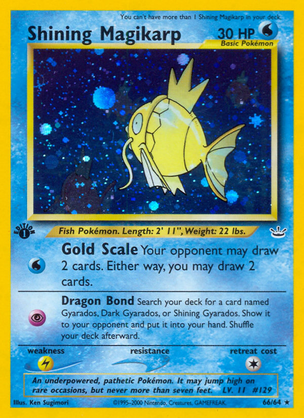 Shining Magikarp 66 Rare Shining card from Neo Revelation