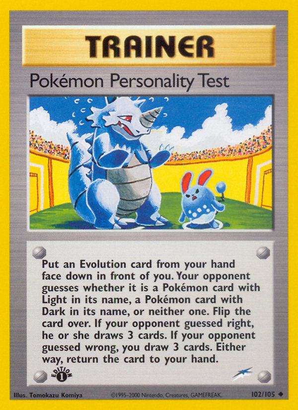 Pokémon Personality Test 102 Uncommon card from Neo Destiny