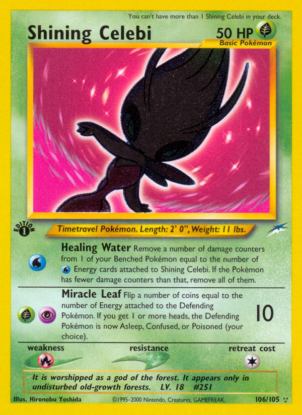 Shining Celebi 106 Rare Shining card from Neo Destiny