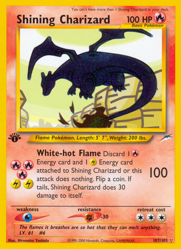 Shining Charizard 107 Rare Shining card from Neo Destiny