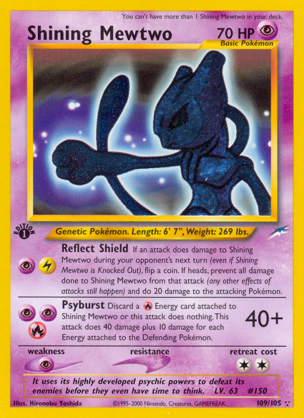 Shining Mewtwo 109/105 Rare Shining card from Neo Destiny