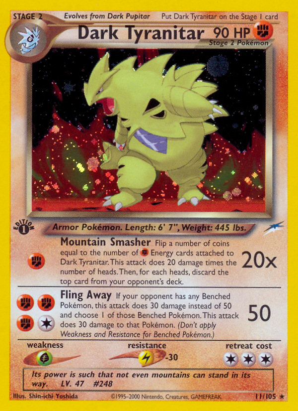 Dark Tyranitar 11 Rare Holo card from Neo Destiny