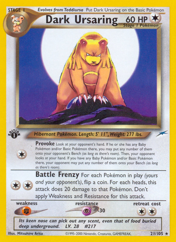 Dark Ursaring 21/105 Rare card from Neo Destiny