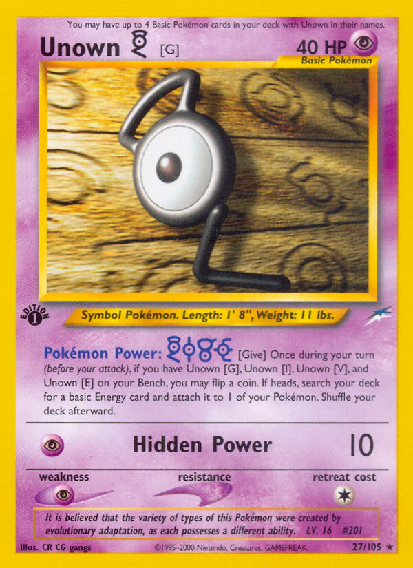 Unown [G] 27 Rare card from Neo Destiny