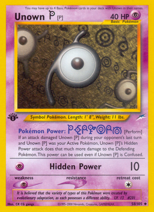 Unown [P] 58 Uncommon card from Neo Destiny