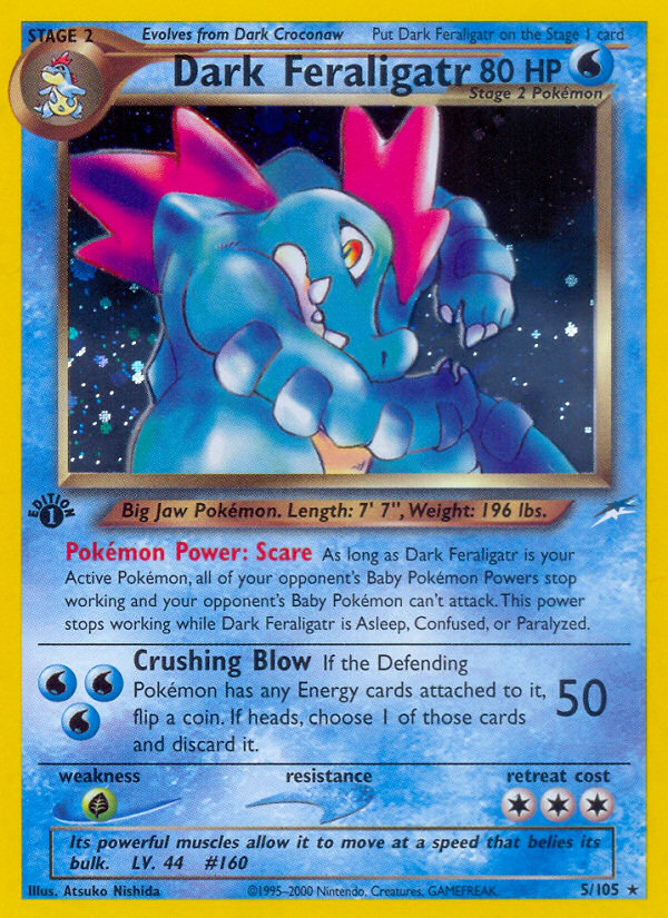 Dark Feraligatr 5 Rare Holo card from Neo Destiny