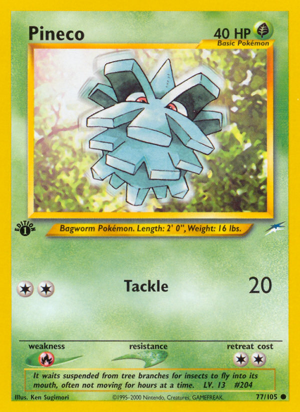 Pineco 77 Common card from Neo Destiny