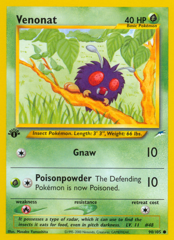 Venonat 90/105 Common card from Neo Destiny