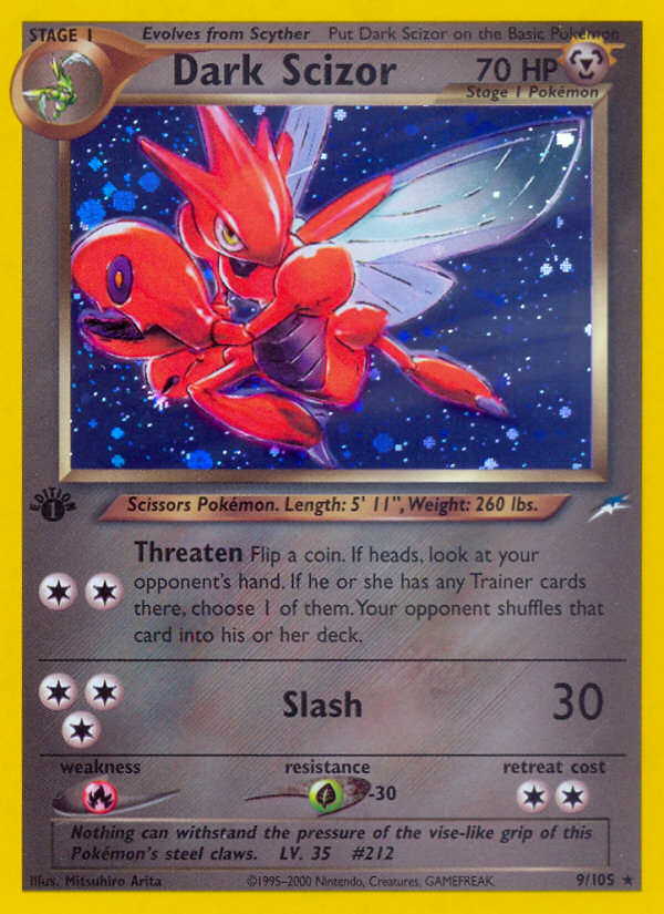 Dark Scizor 9/105 Rare Holo card from Neo Destiny