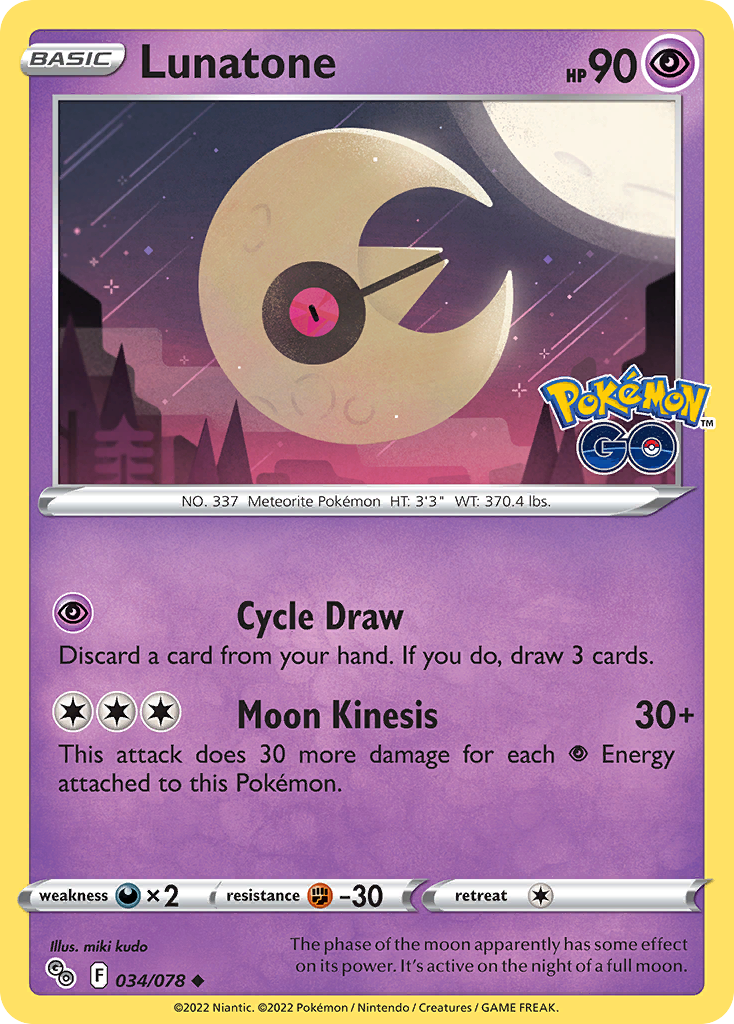 Lunatone 34 Uncommon card from Pokémon GO