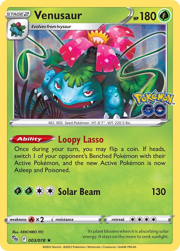 Venusaur 3/78 Rare Holo card from Pokémon GO