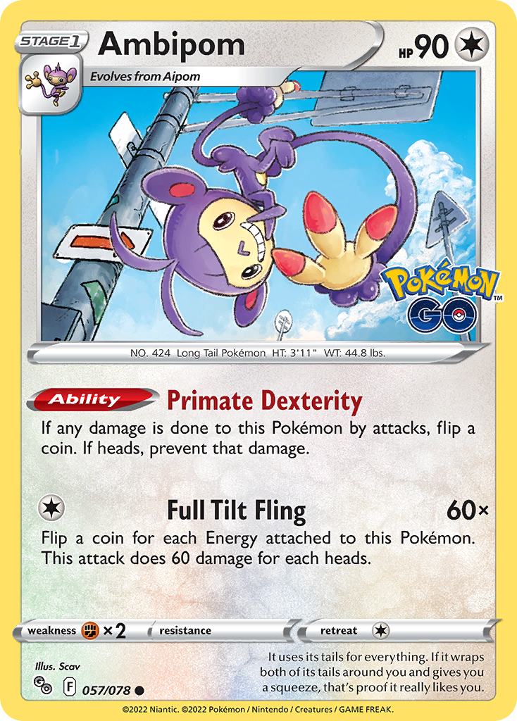 Ambipom 57 Common card from Pokémon GO