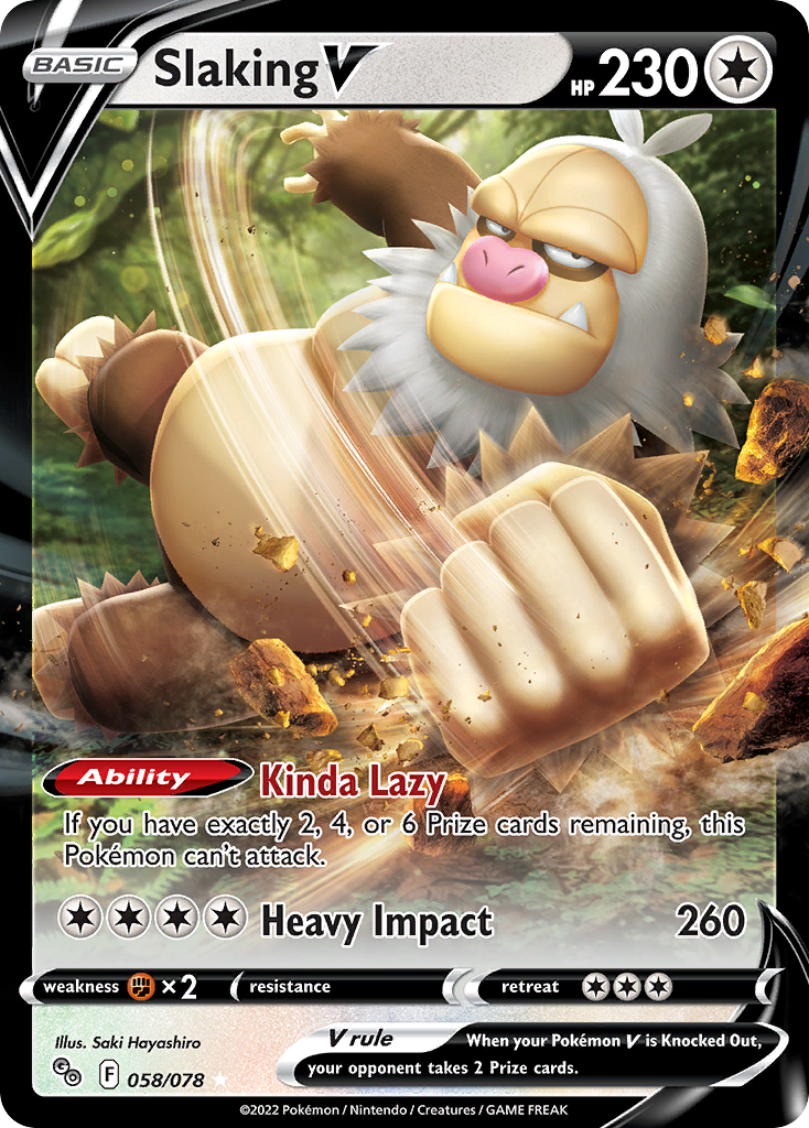 Slaking V 58 Rare Holo V card from Pokémon GO