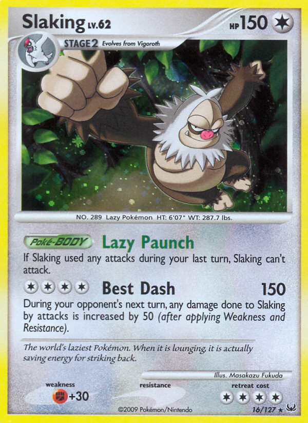 Slaking 16/127 Rare Holo card from Platinum