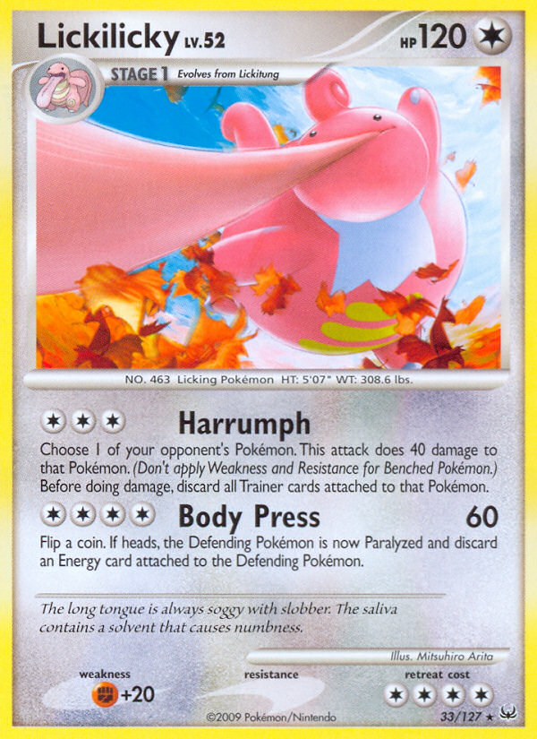 Lickilicky 33/127 Rare card from Platinum