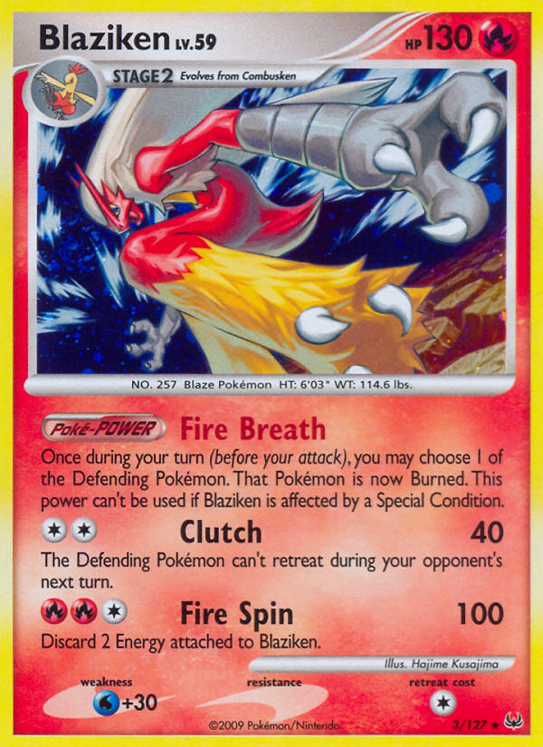 Blaziken 3 Rare Holo card from Platinum