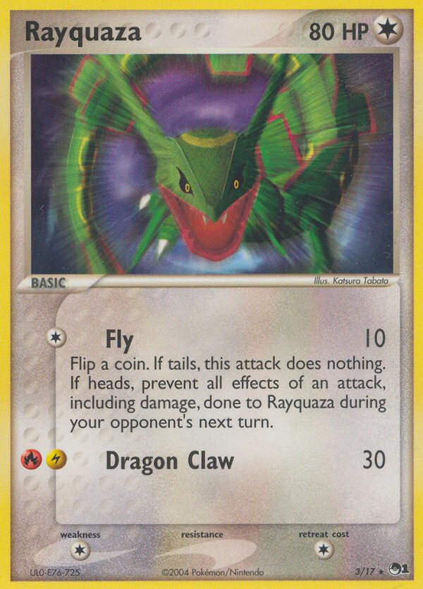Rayquaza 3/17 Rare card from POP Series 1
