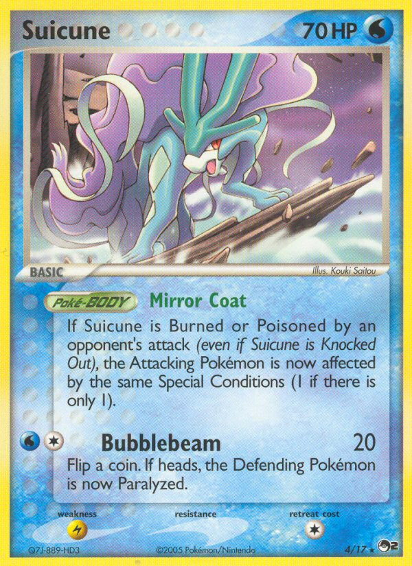 Suicune 4/17 Rare card from POP Series 2