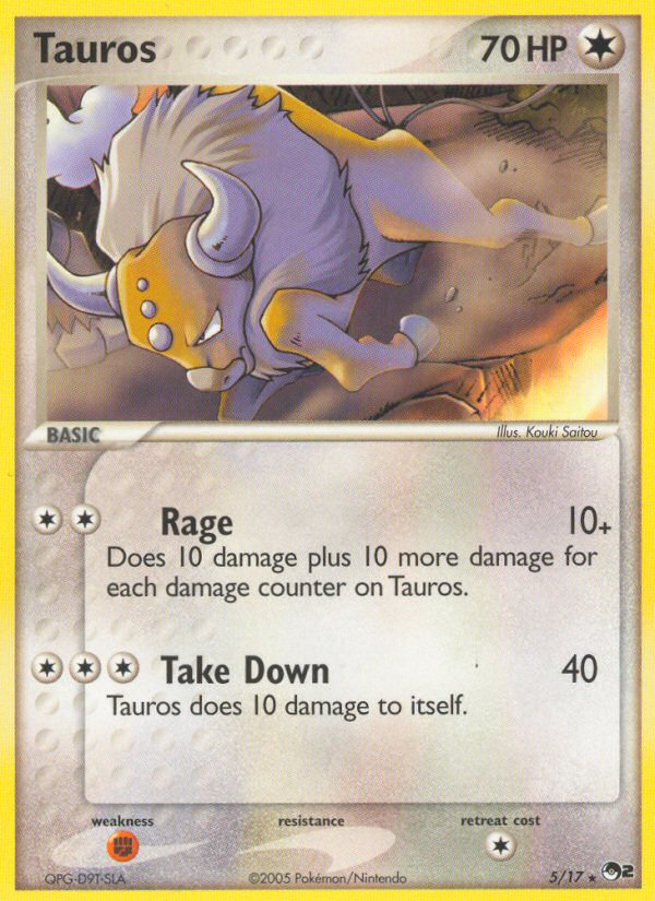 Tauros 5/17 Rare card from POP Series 2
