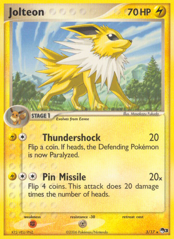 Jolteon 3 Rare card from POP Series 3