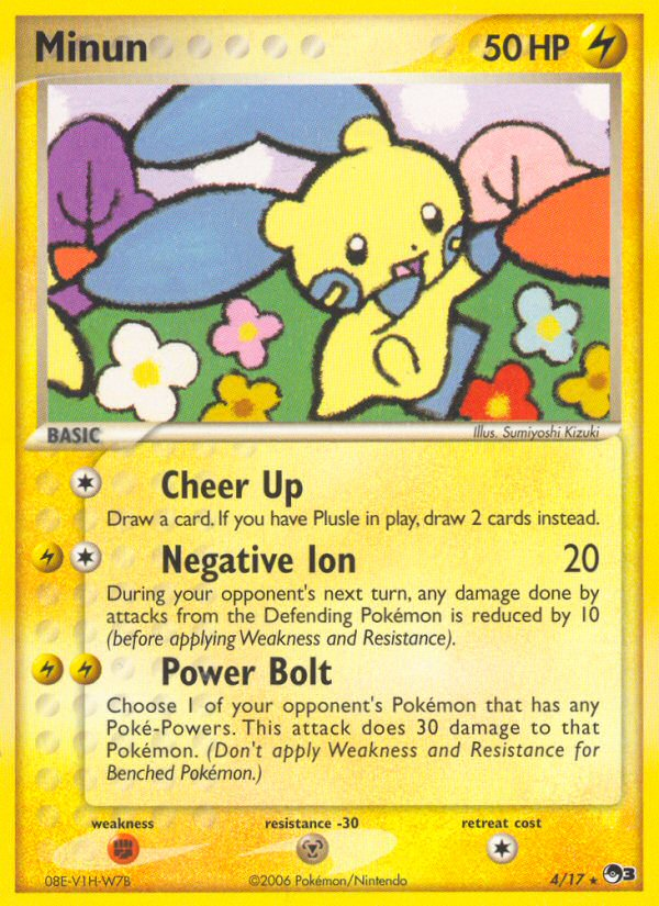 Minun 4/17 Rare card from POP Series 3