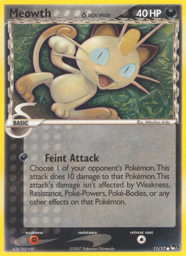 Meowth δ 11 Common card from POP Series 5