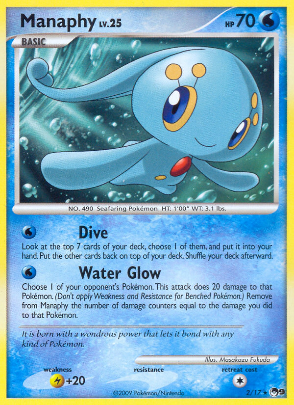 Manaphy 2/17 Rare card from POP Series 9