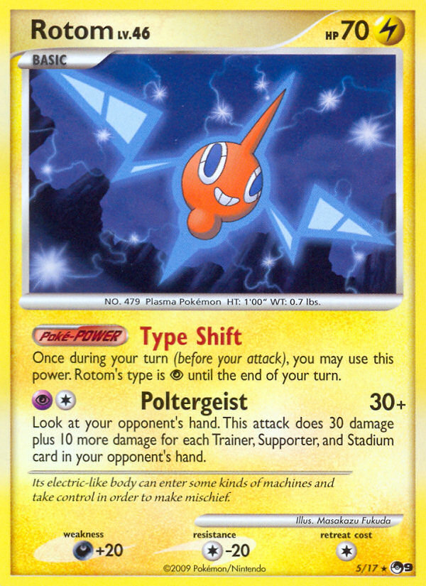 Rotom 5 Rare card from POP Series 9
