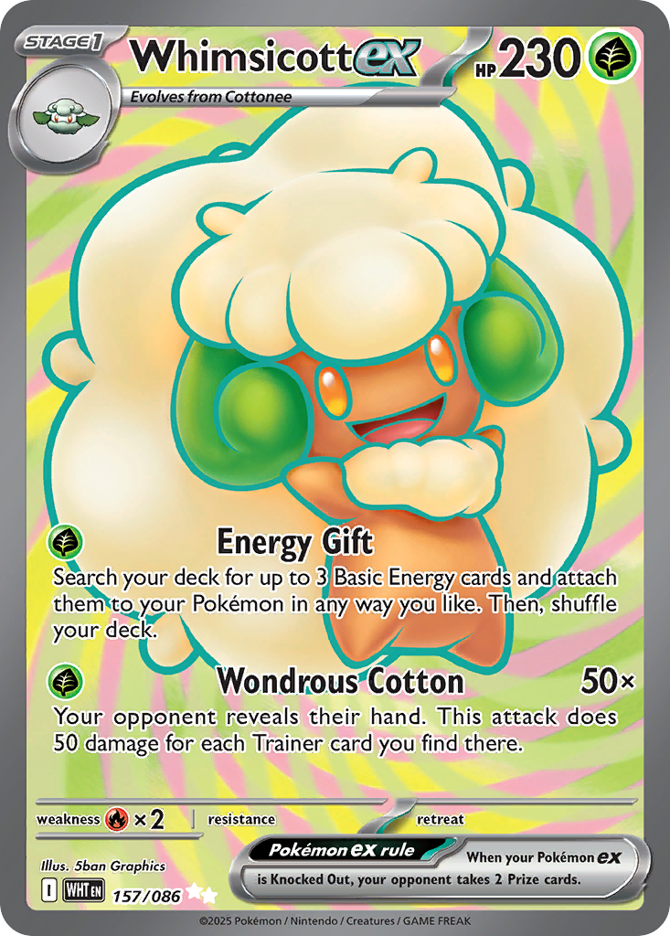 Whimsicott ex 157 Ultra Rare card from White Flare