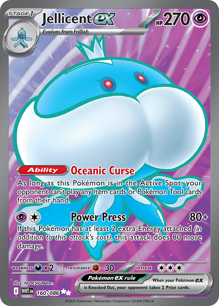 Jellicent ex 160/86 Ultra Rare card from White Flare