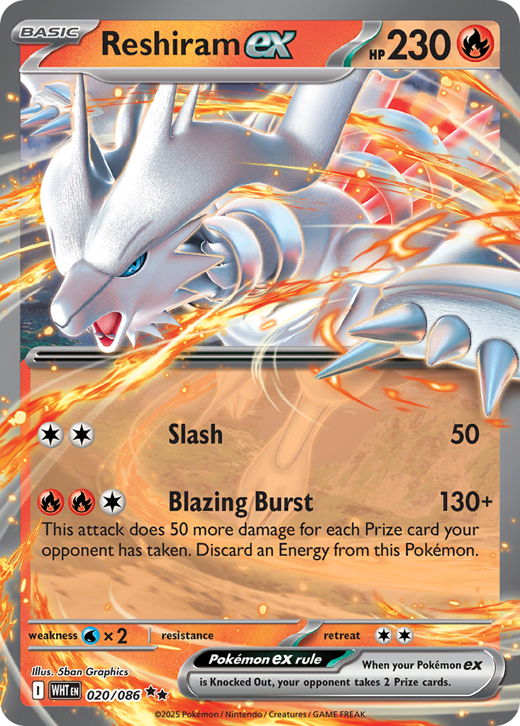 Reshiram ex 20/86 Double Rare card from White Flare