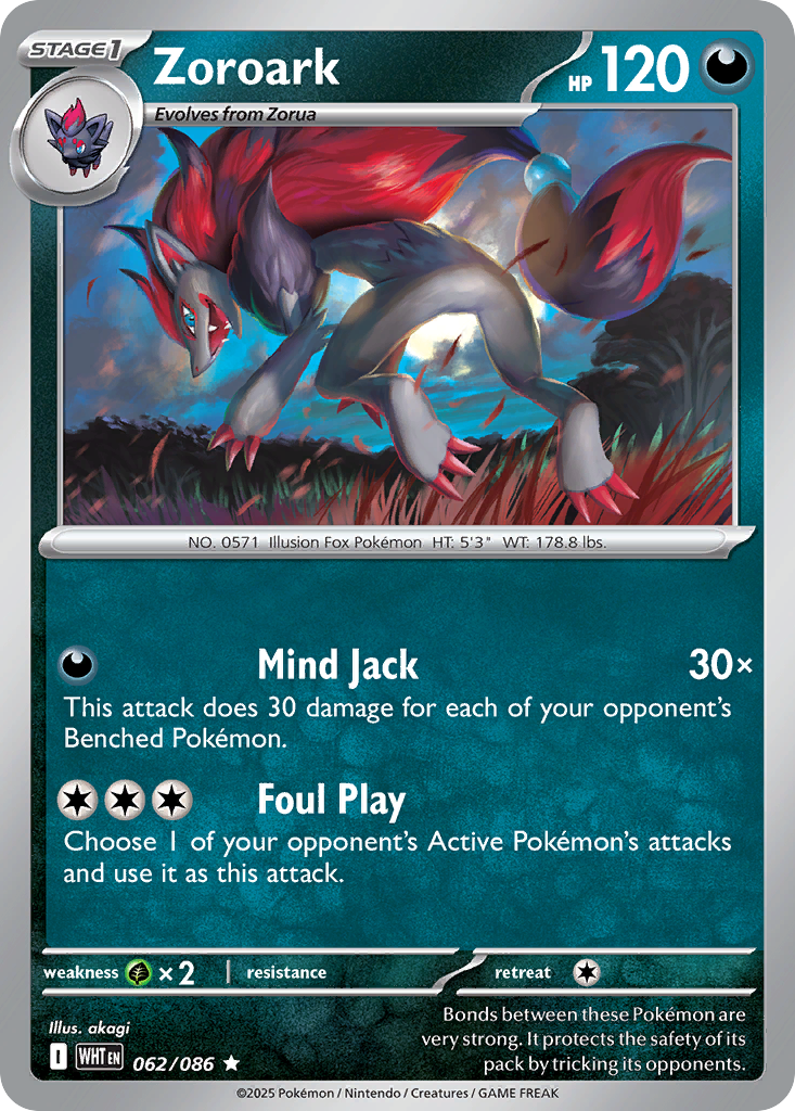 Zoroark 62 Rare card from White Flare