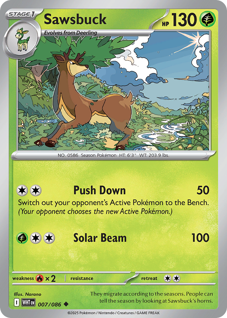 Sawsbuck 7 Uncommon card from White Flare