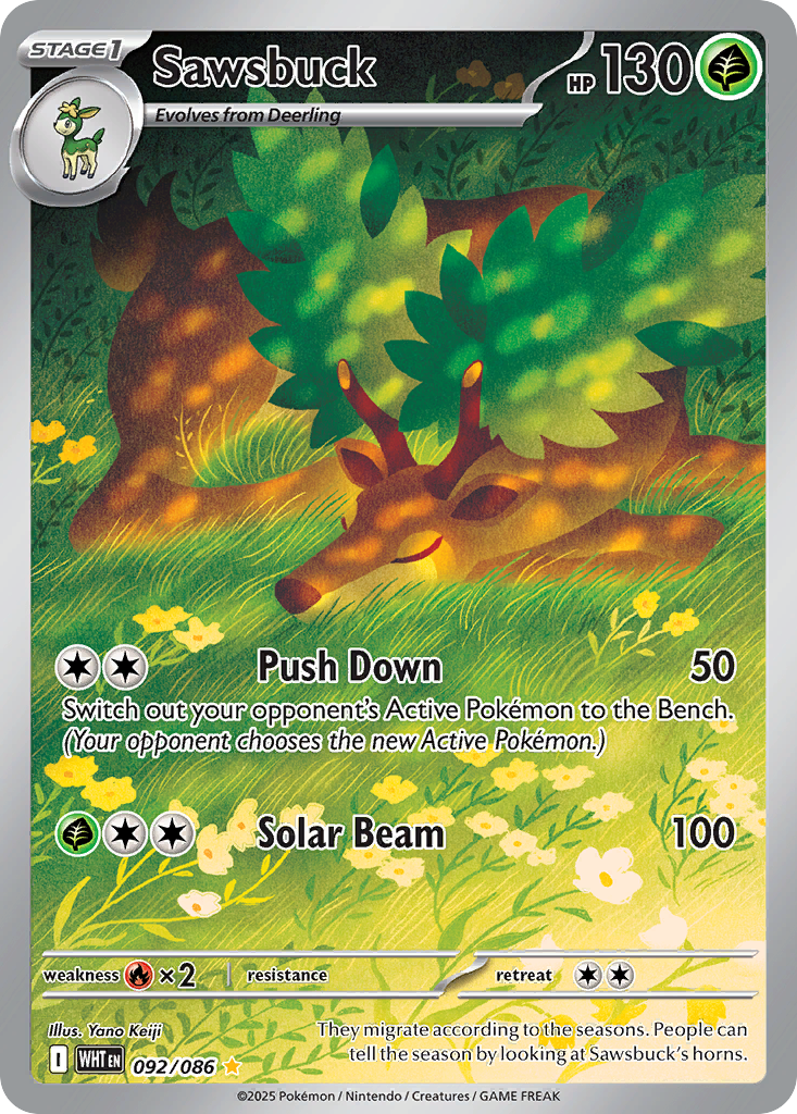 Sawsbuck 92 Illustration Rare card from White Flare