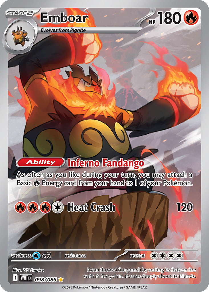 Emboar 98 Illustration Rare card from White Flare