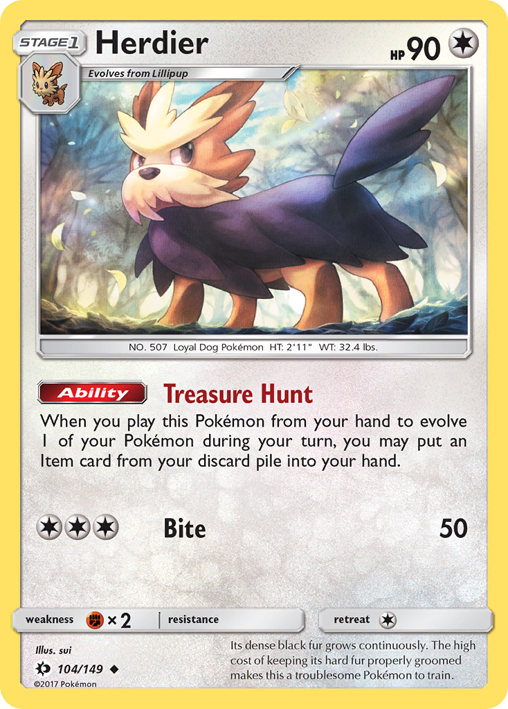 Herdier 104/149 Uncommon card from Sun & Moon