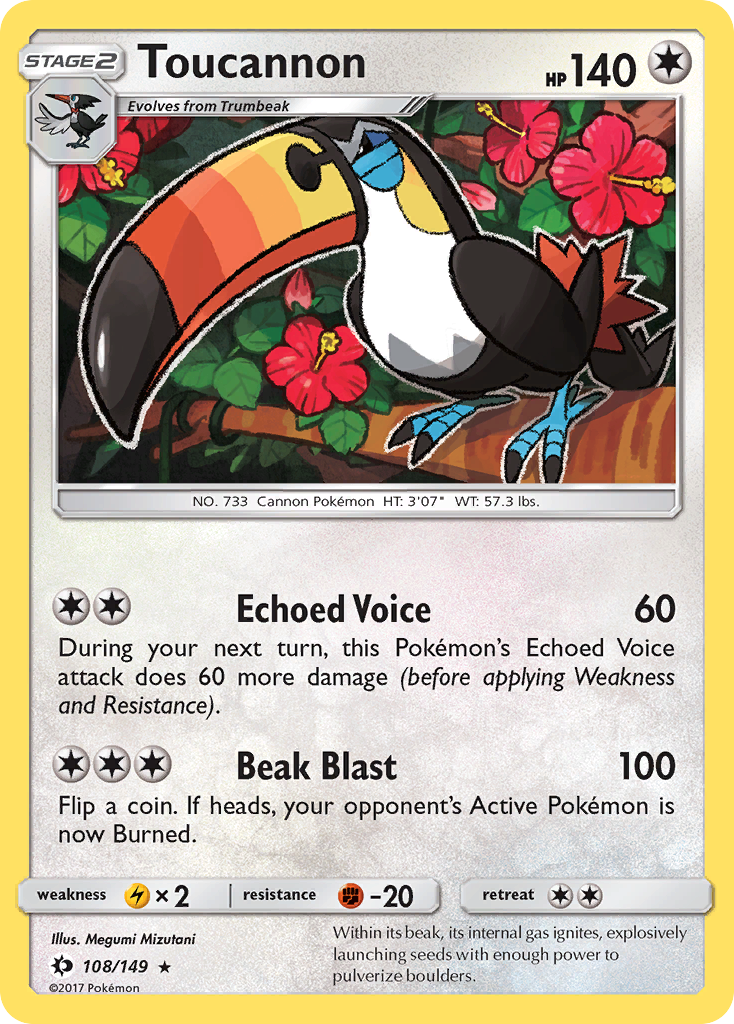 Toucannon 108 Rare card from Sun & Moon