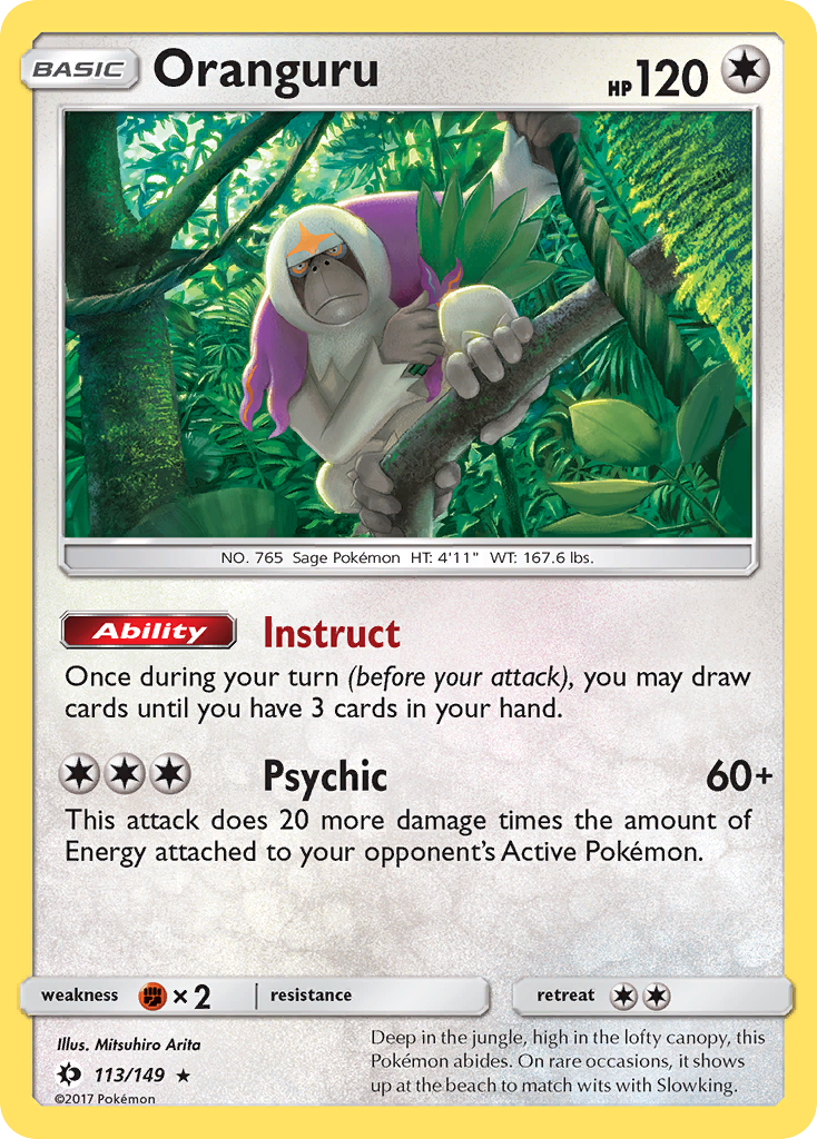 Oranguru 113/149 Rare Holo card from Sun & Moon
