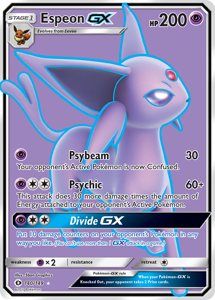 Espeon-GX 140 Rare Ultra card from Sun & Moon