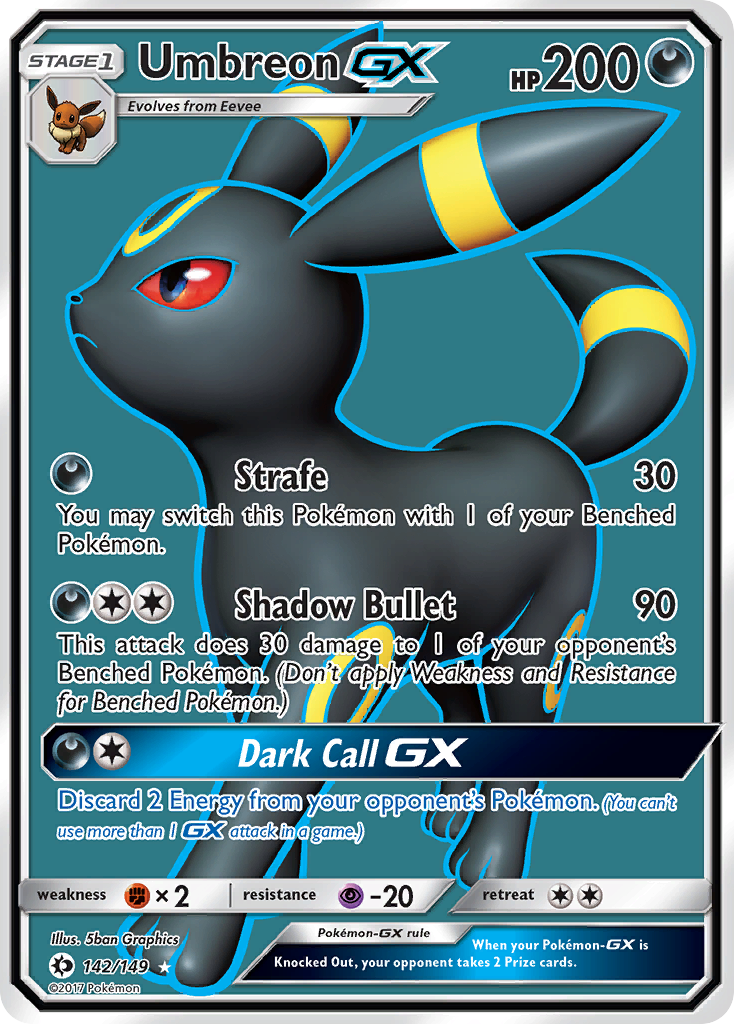 Umbreon-GX 142/149 Rare Ultra card from Sun & Moon