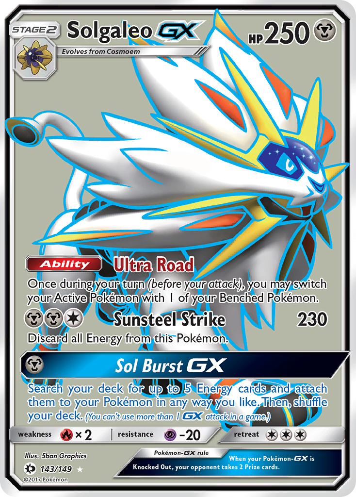 Solgaleo-GX 143 Rare Ultra card from Sun & Moon