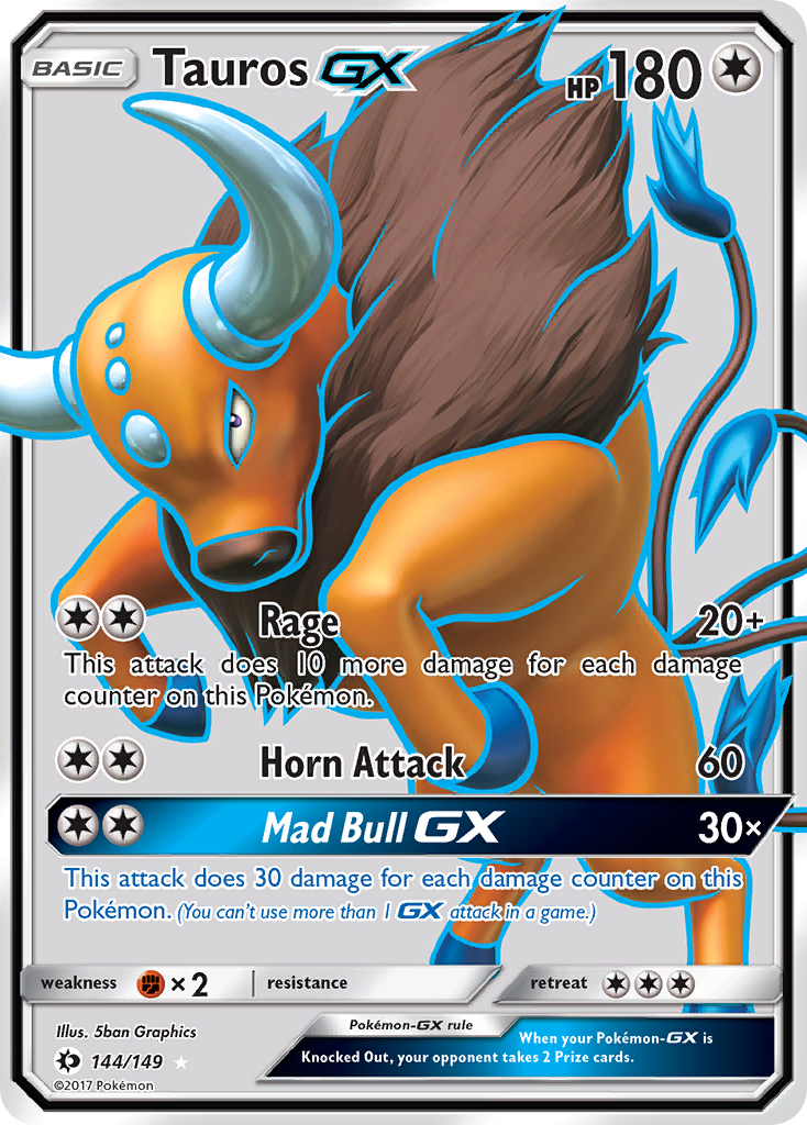 Tauros-GX 144 Rare Ultra card from Sun & Moon