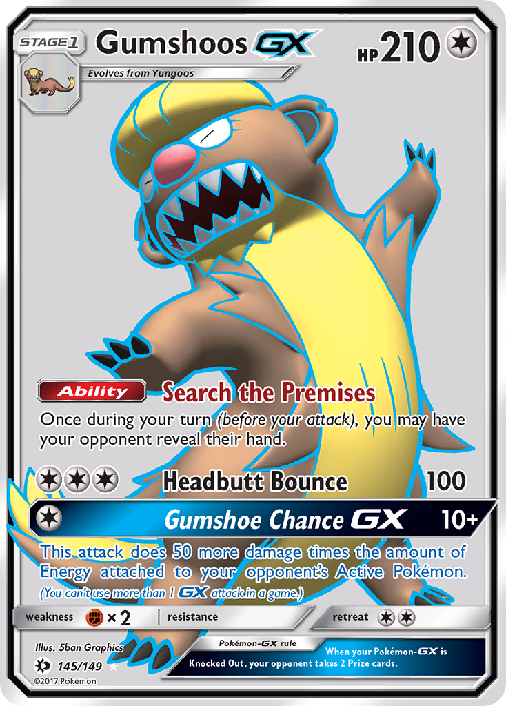 Gumshoos-GX 145 Rare Ultra card from Sun & Moon