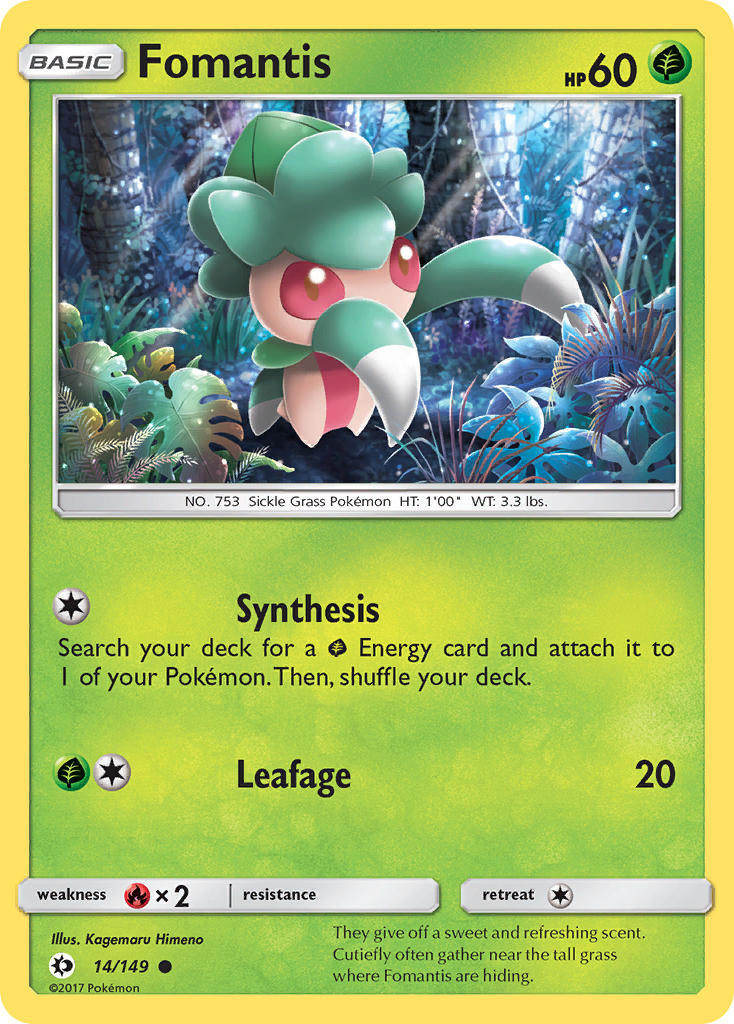 Fomantis 14 Common card from Sun & Moon