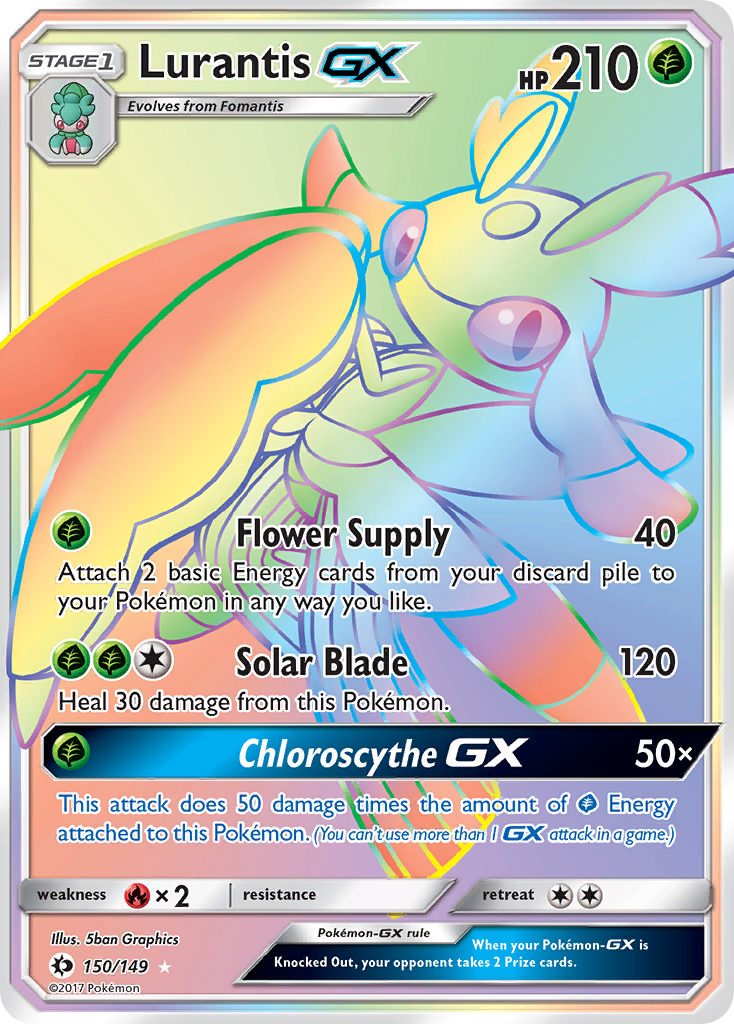 Lurantis-GX 150 Rare Rainbow card from Sun & Moon