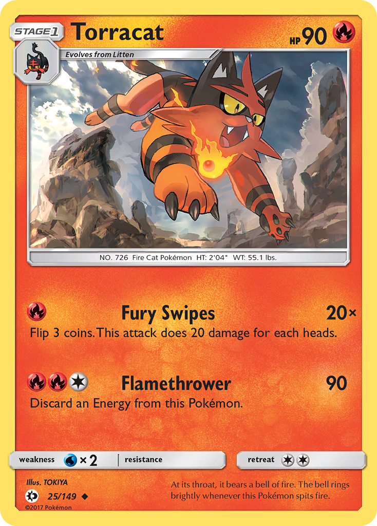 Torracat 25 Uncommon card from Sun & Moon