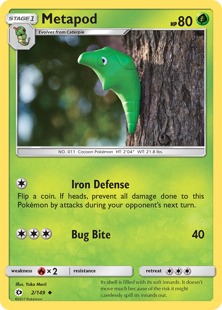Metapod 2 Uncommon card from Sun & Moon